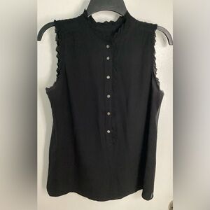 J. Crew Black Sleeveless Top with Button Detail 6